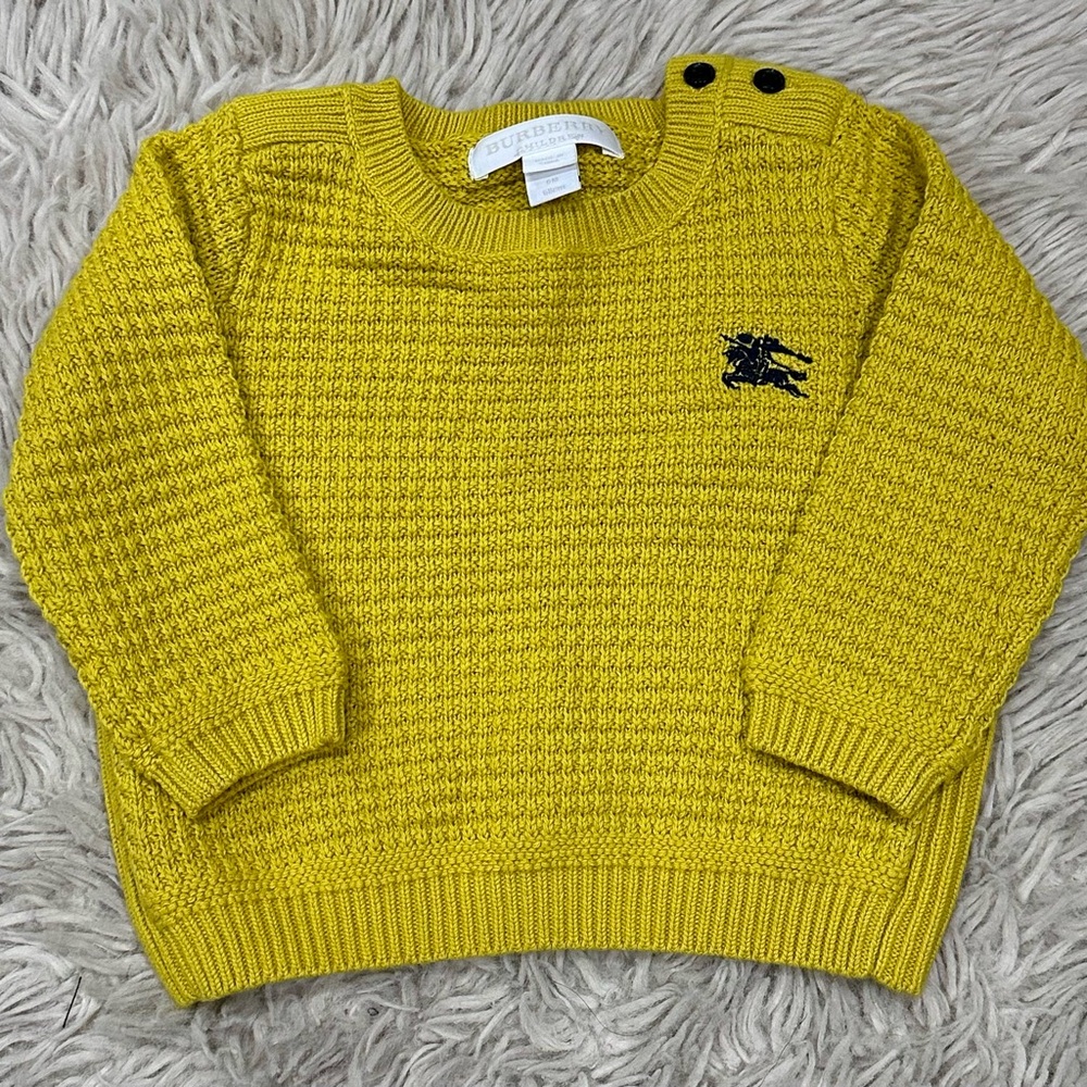 Burberry Children Yellow Knit Crewneck Sweater
